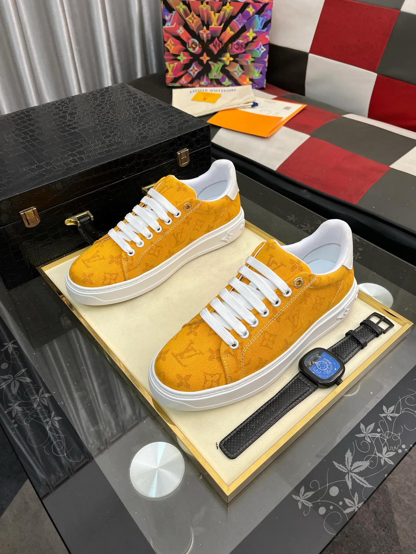 Men's shoes 💰540⌚️⌚️[Louis Vuitton LV] Dad shoes are popular casual sports shoes with outsole, breathable and comfortable, easy to walk, trendy men's versatile fly woven epoxy matching ➕leather lining➕Gucci's popular original outsole, sports and running style, super comfortable. Size 38-445️⃣Colors available
